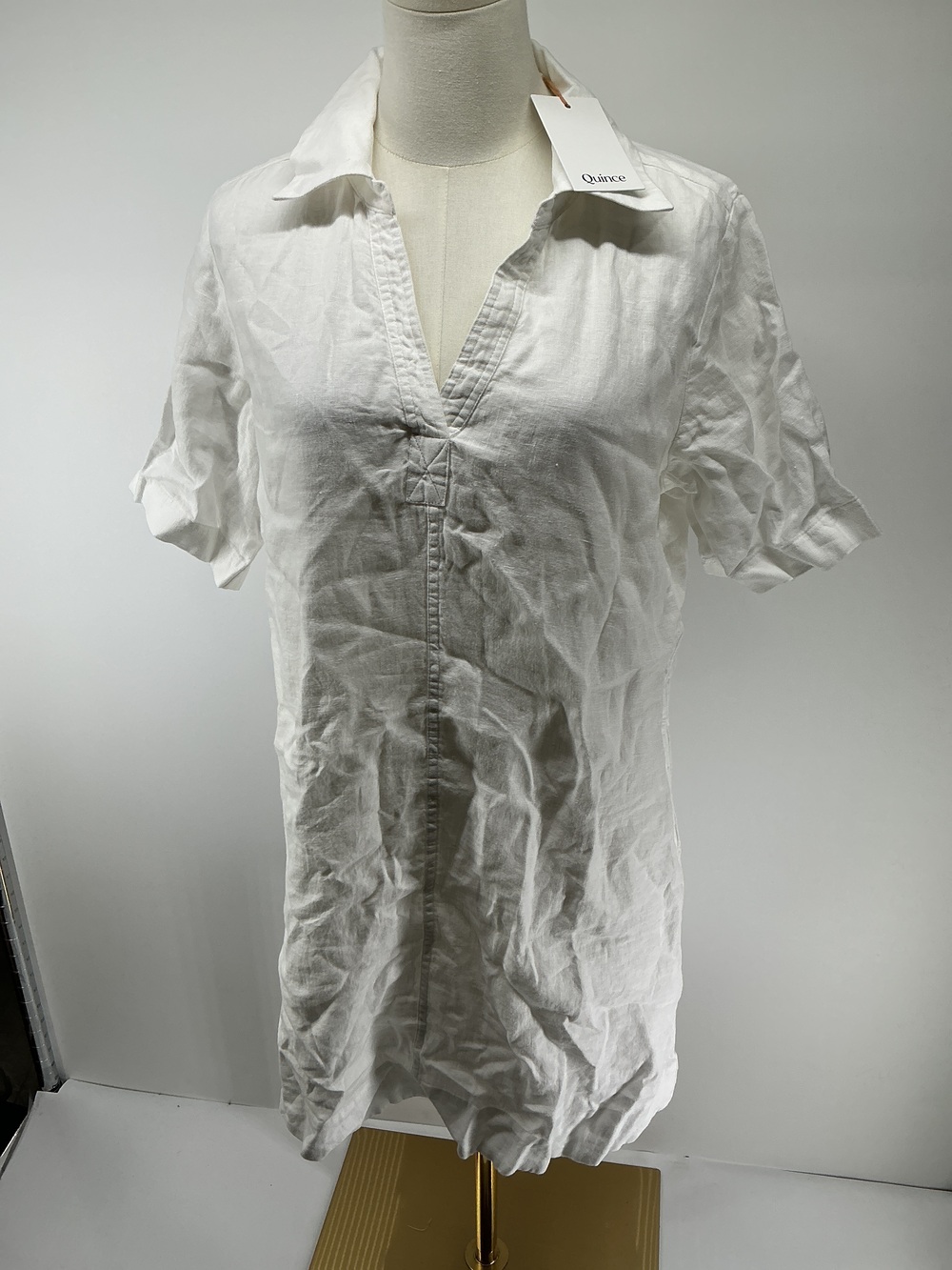 100% European Linen Popover Mini Dress